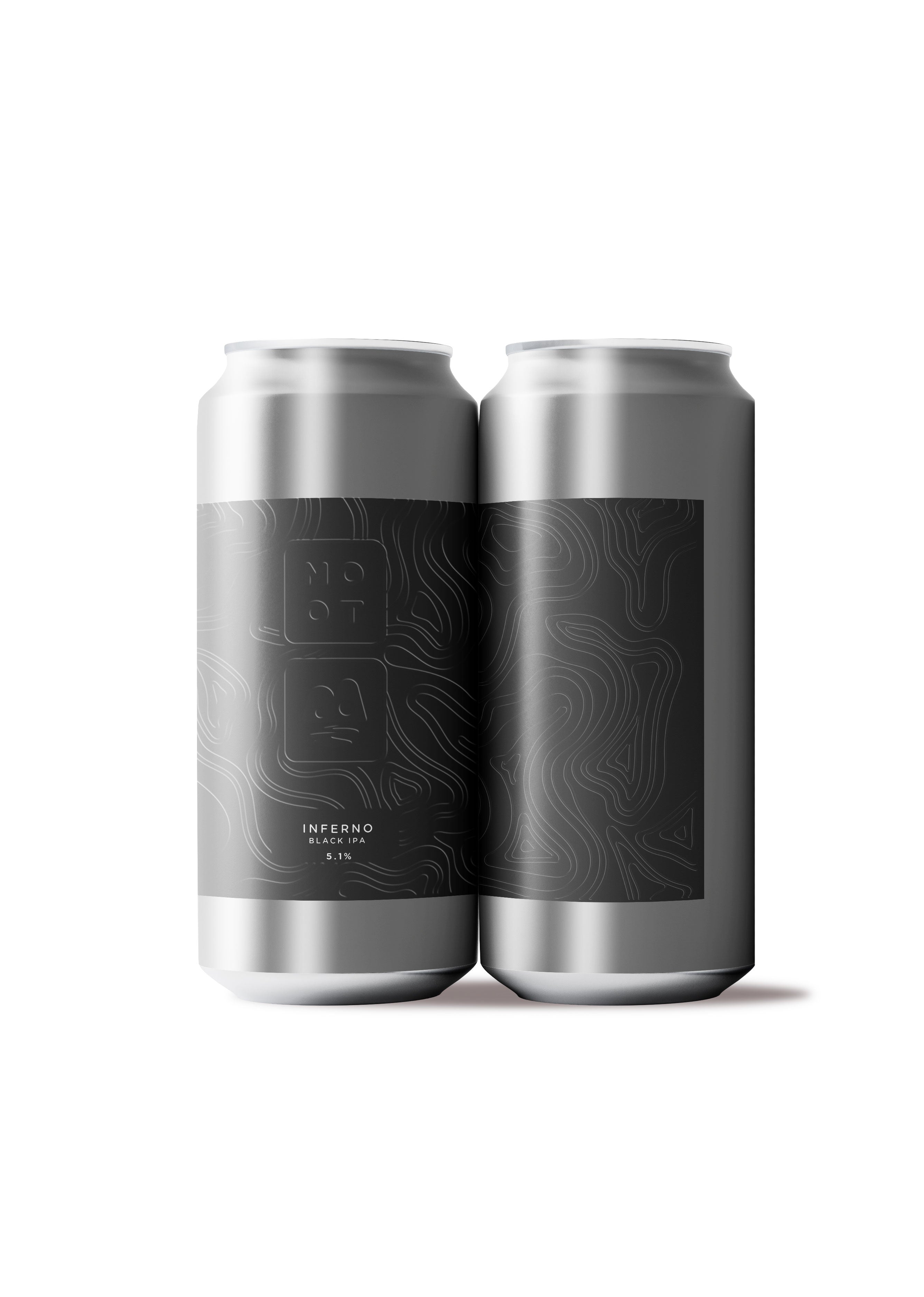 Inferno Black IPA can – dark craft beer with fiery label, 5.1% brewed in the UK