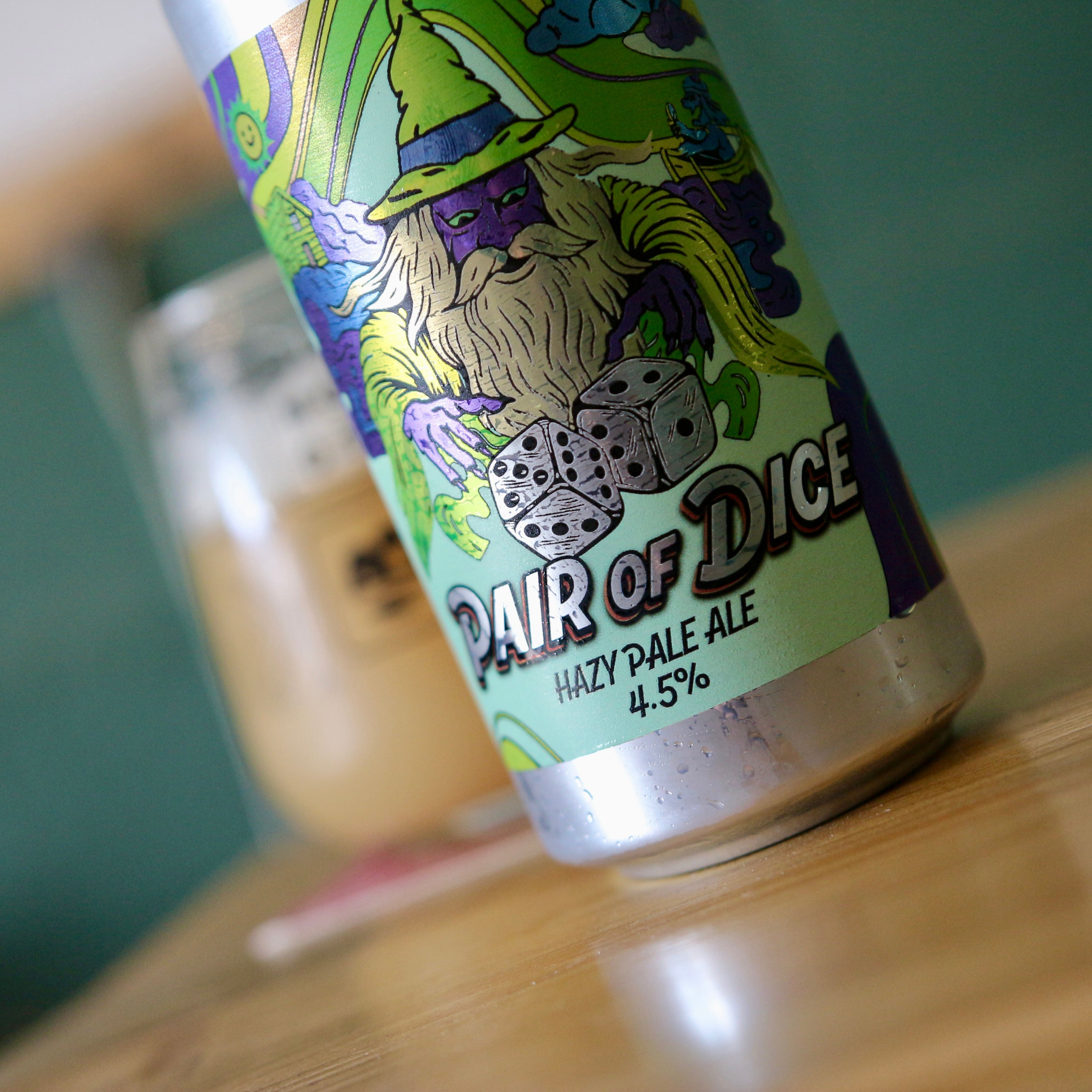 Pair of Dice Pale Ale label close-up showing hop-forward design and branding