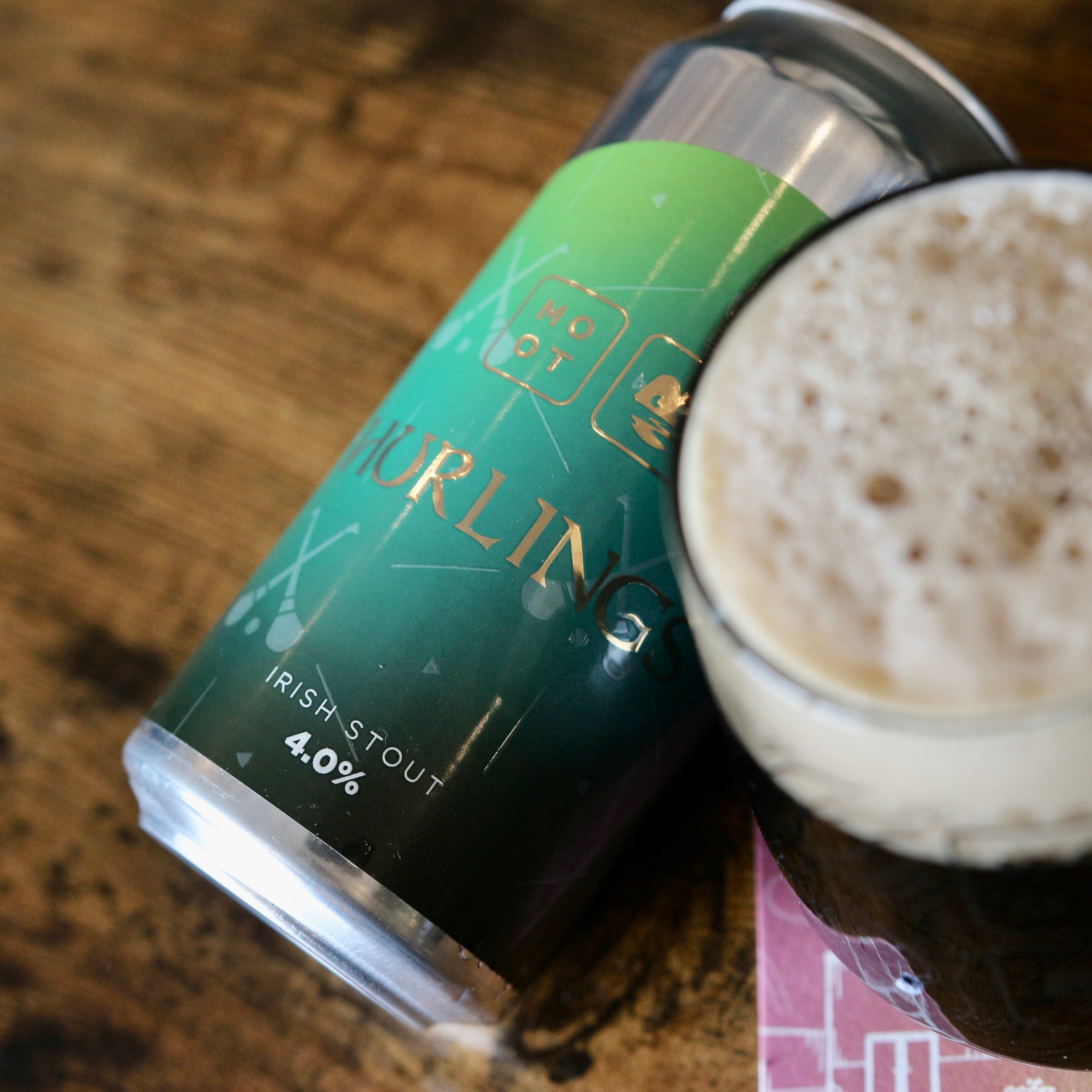 Hurlings stout served in pint glass with roasted malt aroma